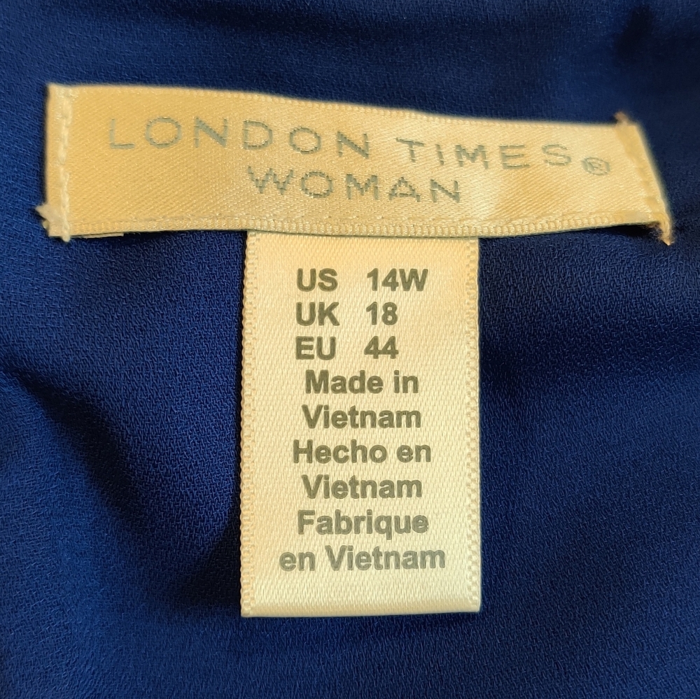 London Times Cold Shoulder Mini Cape Blue Dress - Picture 8 of 10